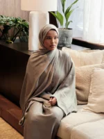 Mona Abaya with Embroidery Scarf
