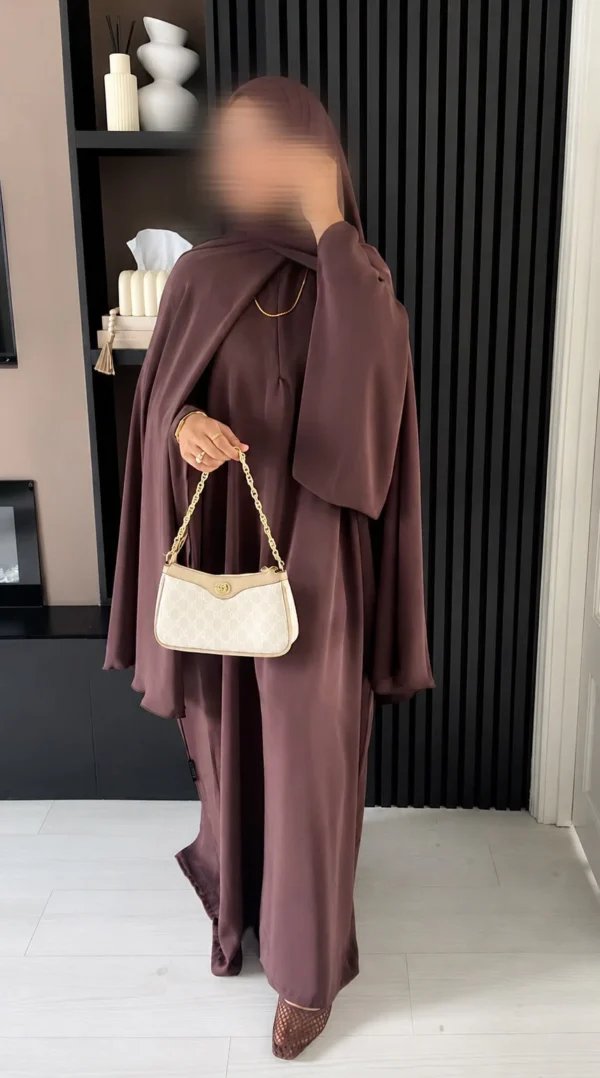 Premium Open Side Khimar with Matching Half Niqab | Burgundy