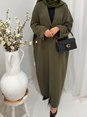 Aaliyah Blazer Abaya | Deep Olive Green