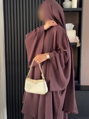 Premium Open Side Khimar | Chocolate Brown with Matching Half Niqab