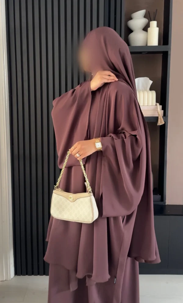Premium Open Side Khimar with Matching Half Niqab | Burgundy