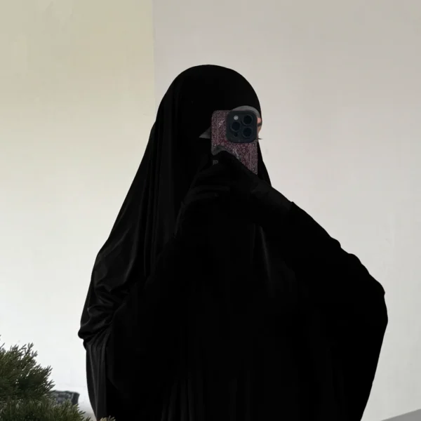 Liquid Jersey Khimar – Ink Black (Short)