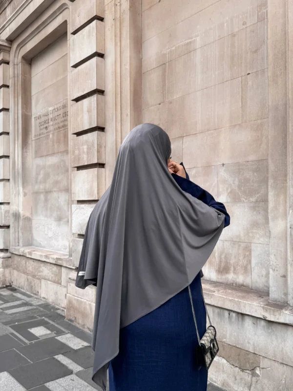 Liquid Jersey Khimar – Slate Grey (Long)