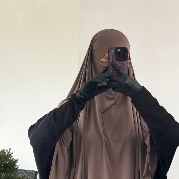 Liquid Jersey Khimar – Mocha Brown (Long)