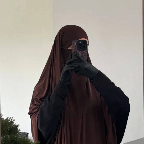 Liquid Jersey Khimar – Chocolate Brown (Short)