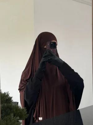 Liquid Jersey Khimar – Chocolate Brown (Short)