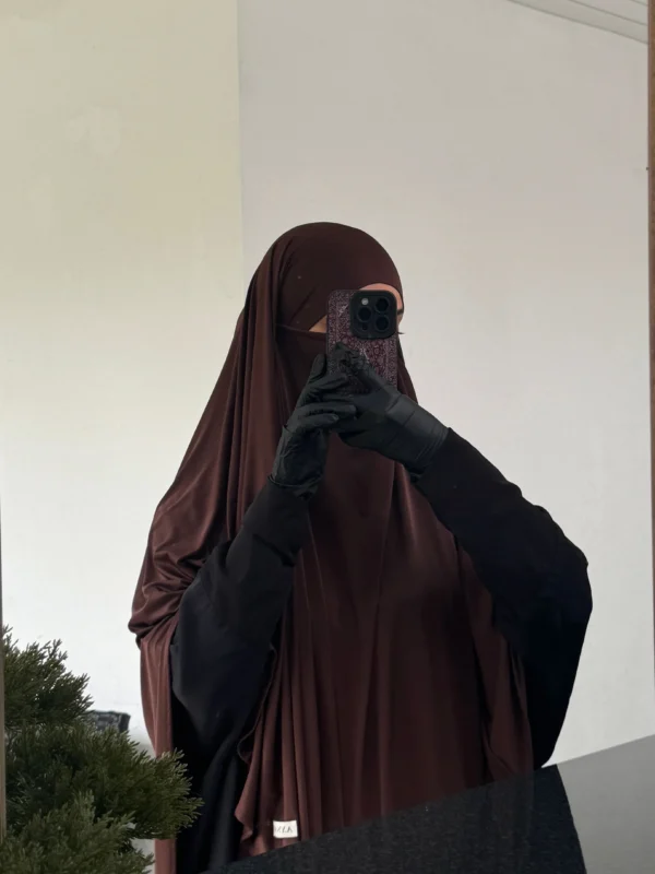 Liquid Jersey Khimar – Chocolate Brown (Short)