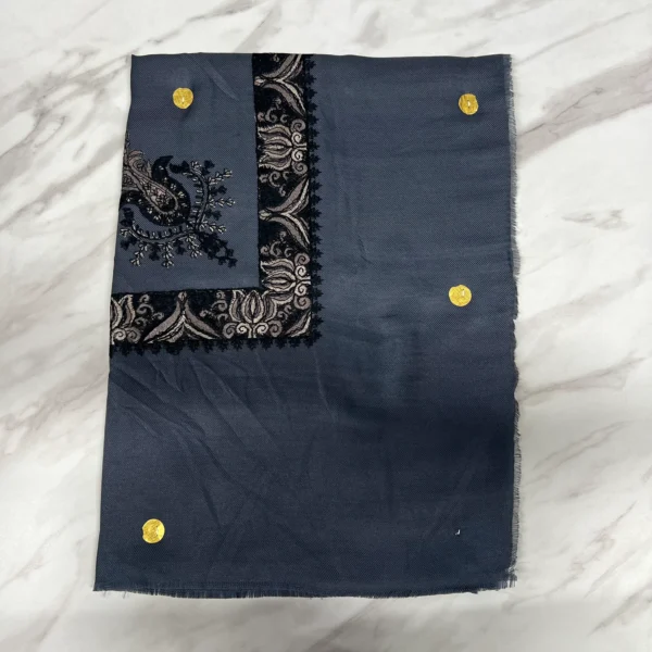 Yemeni Shemagh Keffiyah Grey, Blue & Brown