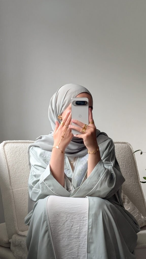 maisarah teal abaya full jewellery mirror