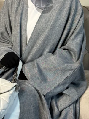 Linen batwing abaya - gray