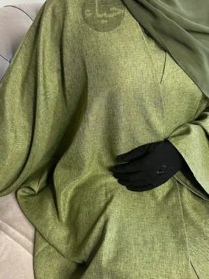 Linen batwing abaya - sage