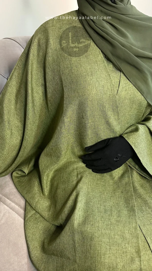 Linen batwing abaya - sage