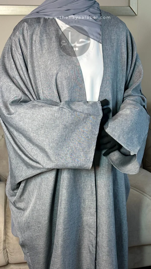 Linen batwing abaya - gray