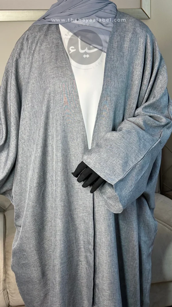 Linen batwing abaya - gray
