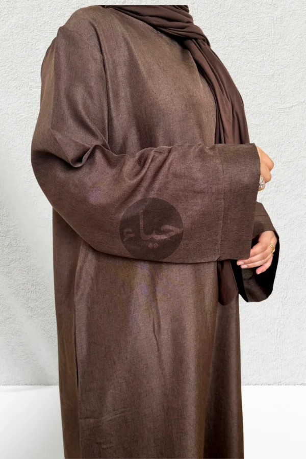 Linen Closed Abaya - Coffee