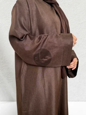 Linen Closed Abaya - Coffee