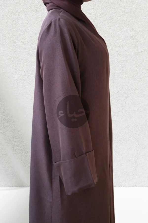 Linen Open Abaya - Coffee