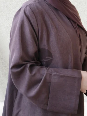 Linen Open Abaya - Coffee