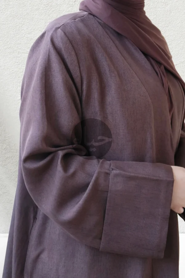 Linen Open Abaya - Coffee