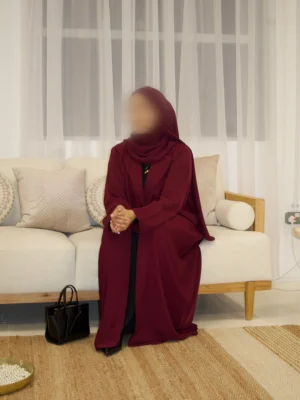 Burgundy Nida Blazer Abaya