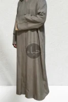 Linen Open Abaya - Khaki Brown