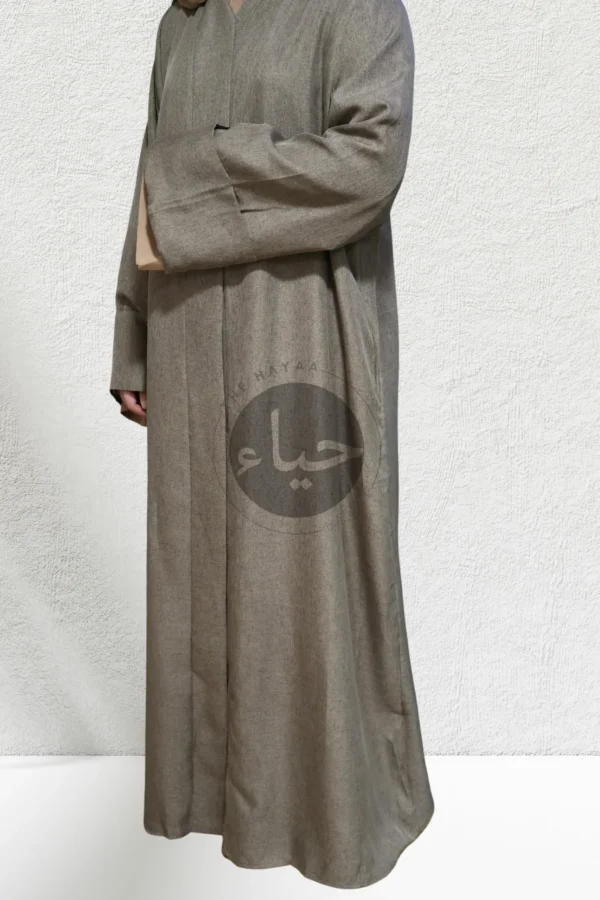 Linen Open Abaya - Khaki Brown