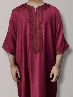 Maroon Luxe Moroccan Thobe - Othman Luxe