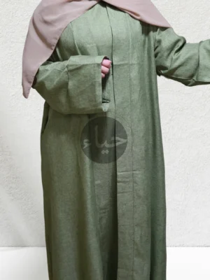 Linen Open Abaya - Sage