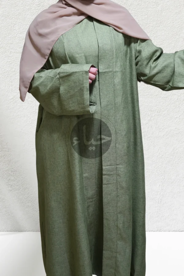 Linen Open Abaya - Sage