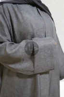 Linen Open Abaya - Gray