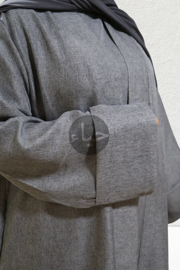 Linen Open Abaya - Gray