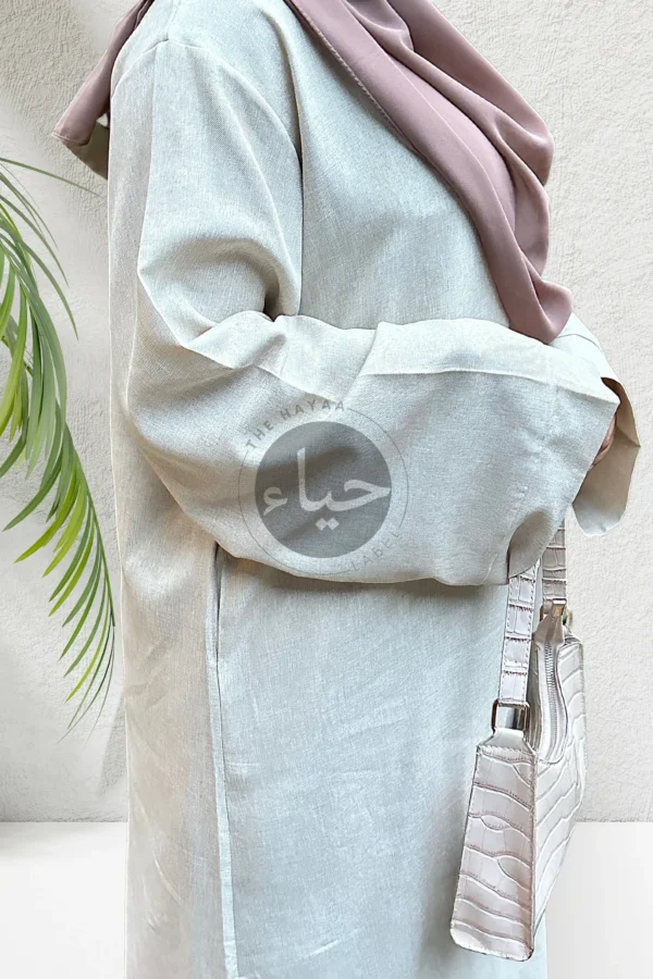 Linen Closed Abaya - Vanilla