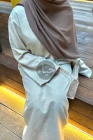 Linen Closed Abaya - Vanilla