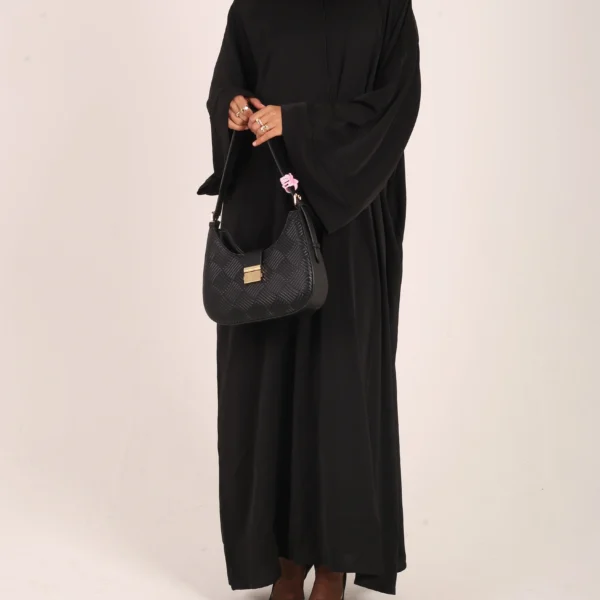 Black Nursing-Friendly Abaya with Zip