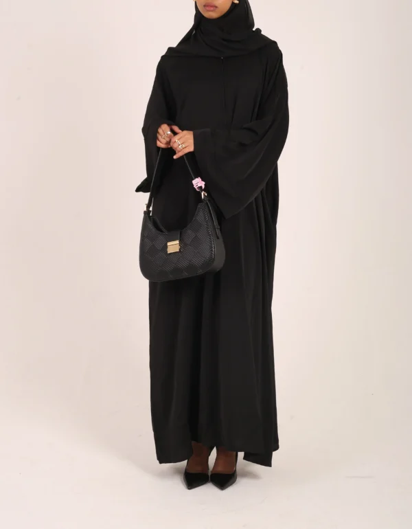Black Nursing-Friendly Abaya with Zip
