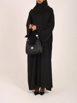 Black Nursing-Friendly Abaya with Zip