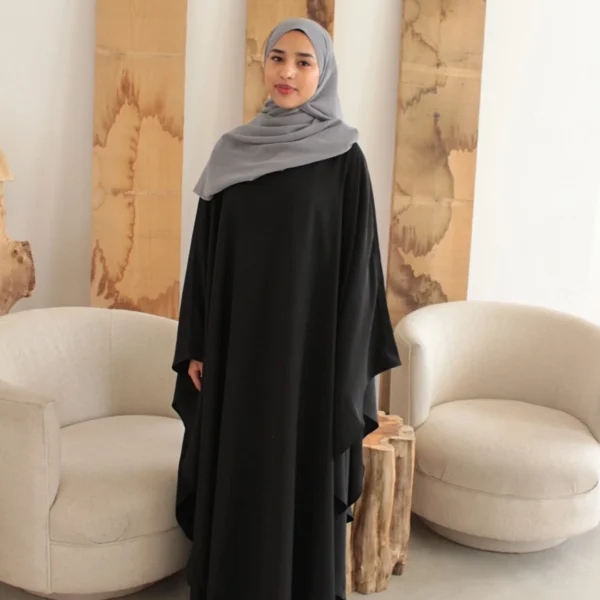 2-Piece Black Kawthar Cape & Abaya Set