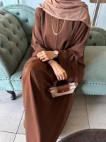 Brown Nursing-Friendly Abaya with Zip