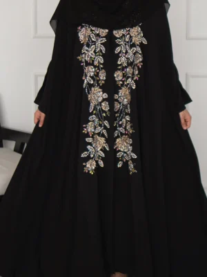 Ayah Embellished 4pc Cape Set - Black