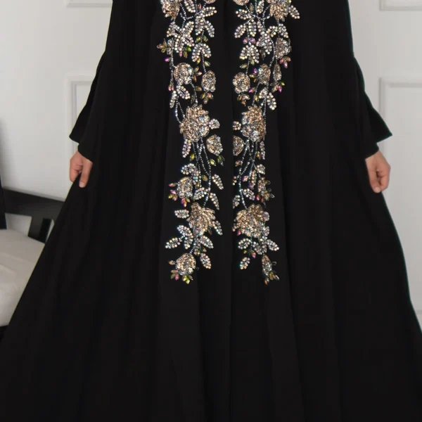 Ayah Embellished 4pc Cape Set - Black