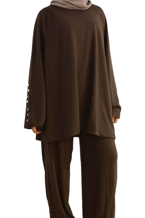 Brushed Wool Button Sleeve Co-ord Set