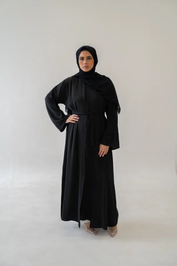 Luxury Nida Abaya Set – Elegant Beaded Sleeve 4‑Piece Ensemble