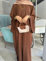 Brown Nursing-Friendly Abaya with Zip