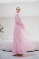 Luxury Lace Beaded Abaya Set with Inner Dress & Matching Hijab. Wedding Edition