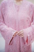 Luxury Lace Beaded Abaya Set with Inner Dress & Matching Hijab. Wedding Edition
