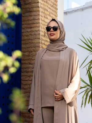 Elegant Modest Abaya Set - Beige