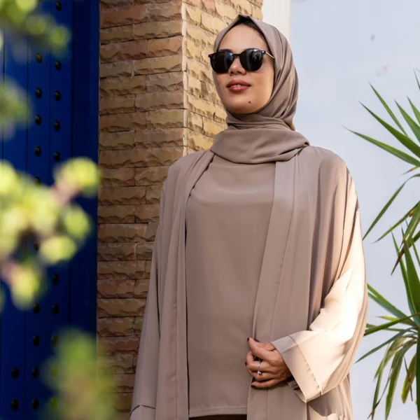 Elegant Modest Abaya Set - Beige