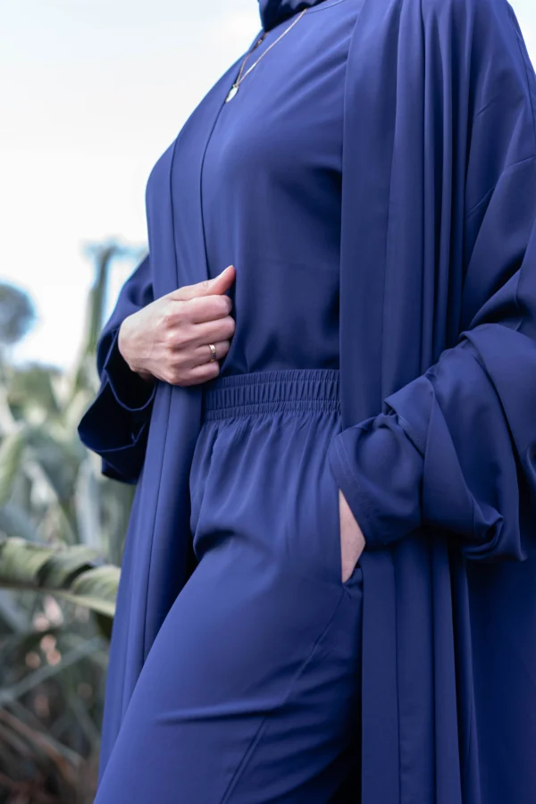 Elegant Modest Abaya Set - Blue