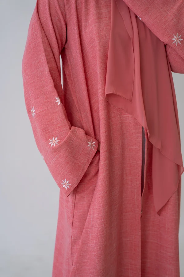 Linen Blend Button Abaya – Breathable Modest Outerwear
