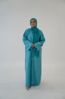 Linen Blend Button Abaya – Breathable Modest Outerwear